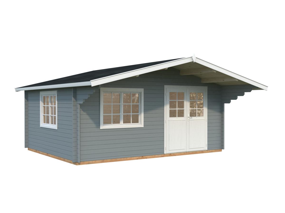 Palmako | Sally XL (17'5" x 13'5" | 205.6 sq.ft. | 1.7") Large Scandinavian Style Log Cabin with an Overhang Roof