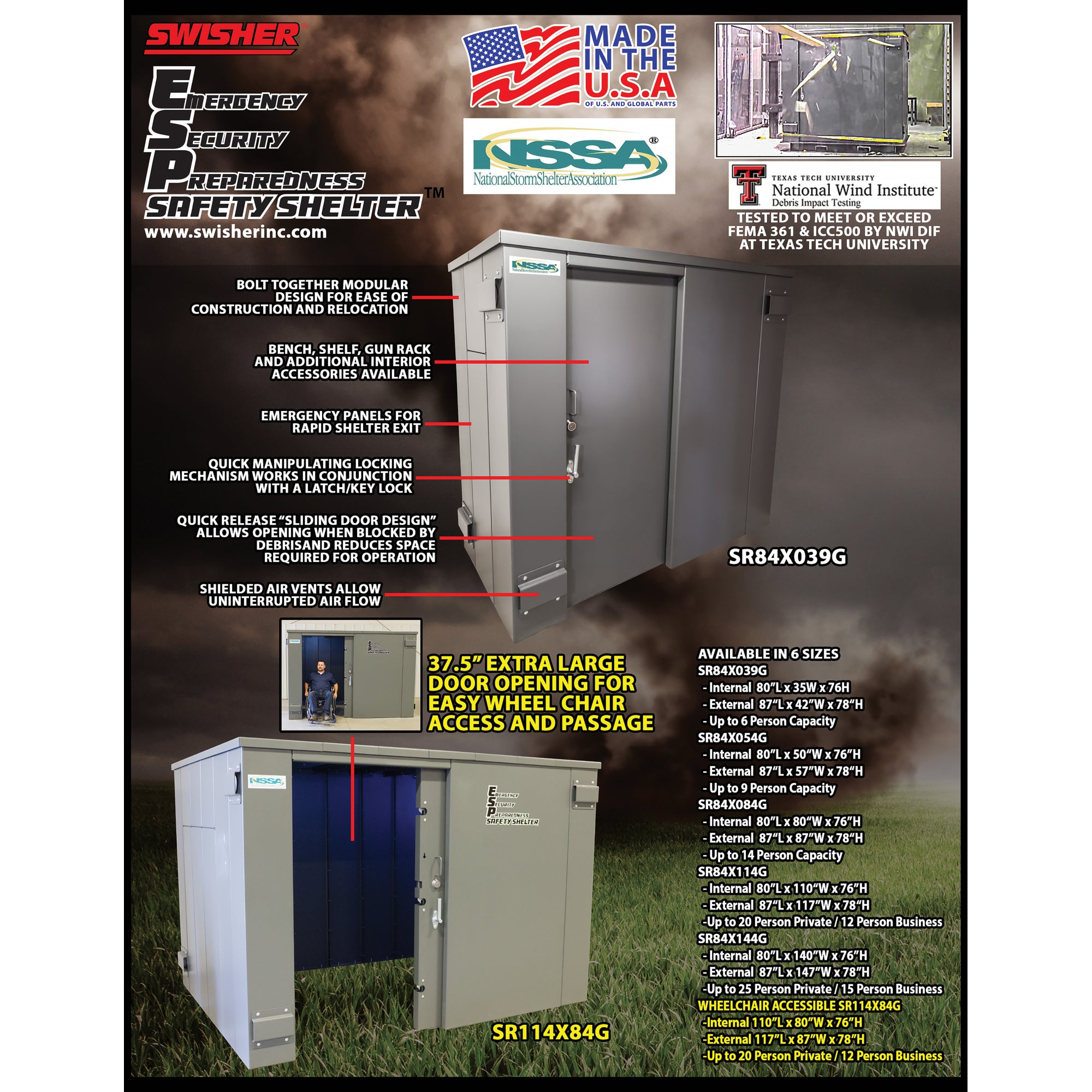 Swisher | 6-Person ESP Safety Shelter for Storms & Tornadoes