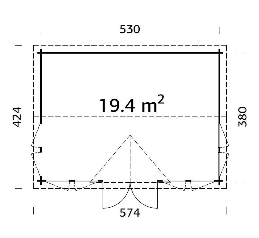 Palmako | Claudia XL (18'1" x 13'1" | 208.8 sq.ft. | 1.7") Clockhouse Log Cabin