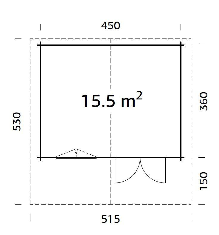 Palmako | Sally L (15'5" x 12'6" | 166.8 sq.ft. | 1.7") Nordic Garden Log Cabin with Overhang Roof