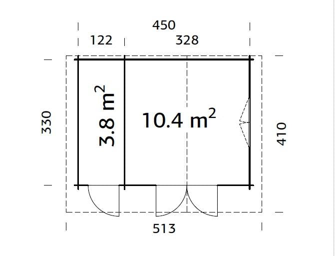 Palmako | Emma XL (15'5" x 11'6" | 154 sq.ft. | 1.3") Alpine Garden Cabin with Side Storage Shed