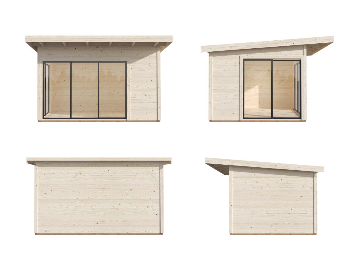 Palmako | Andrea S (12'10" x 9'10" | 120.6 sq.ft. | 1.7") Modern Corner Summer House With Sliding Doors
