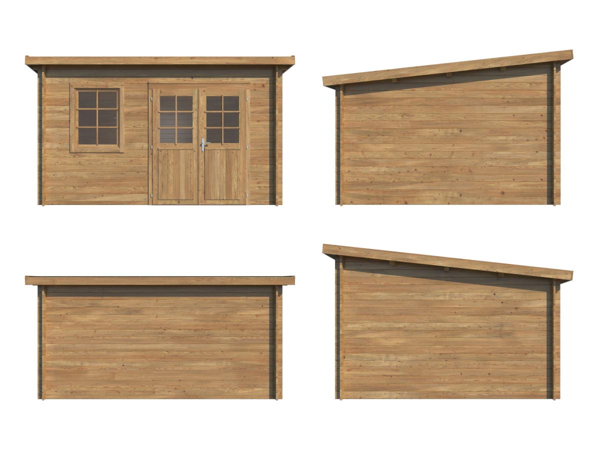 Palmako | Alice L (12'6" x 11'1" | 118.4 sq.ft. | 1.1") Large Pressure Treated Garden Shed with Double Doors