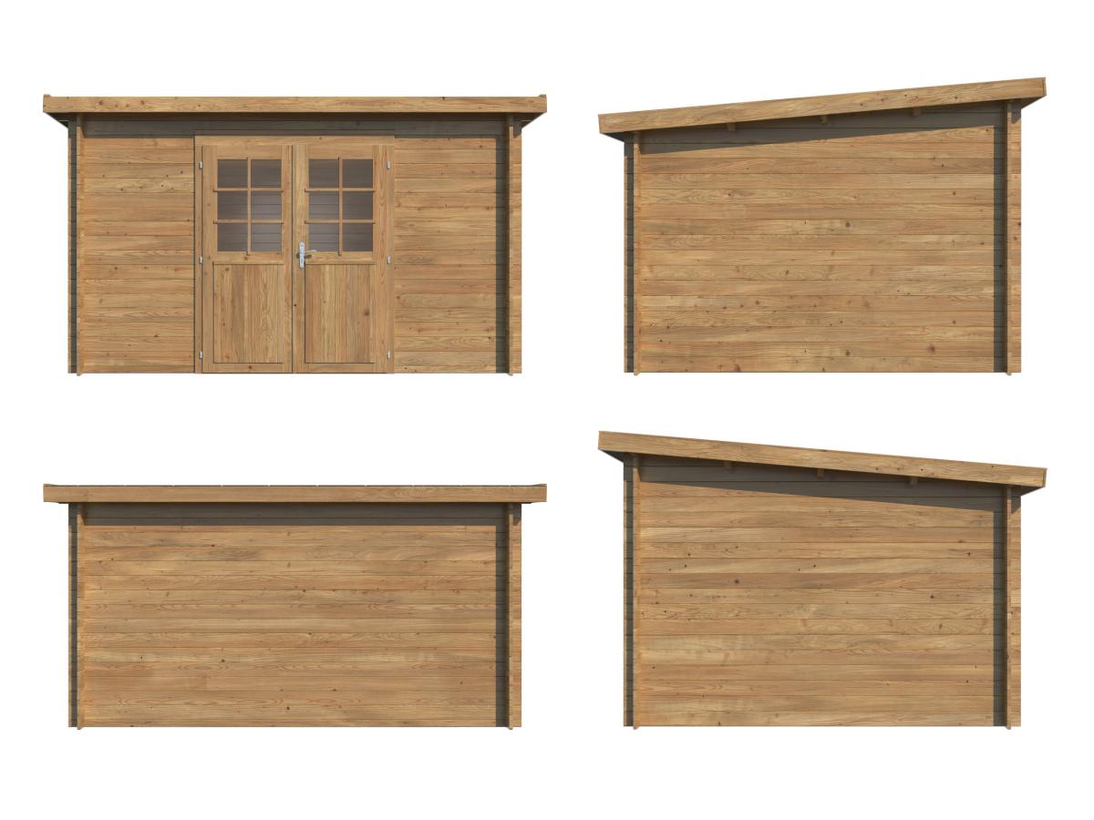 Palmako | Alice M (11'9" x 9'9" | 96.9 sq.ft. | 1.1") Pressure Treated Garden Shed with Double Doors