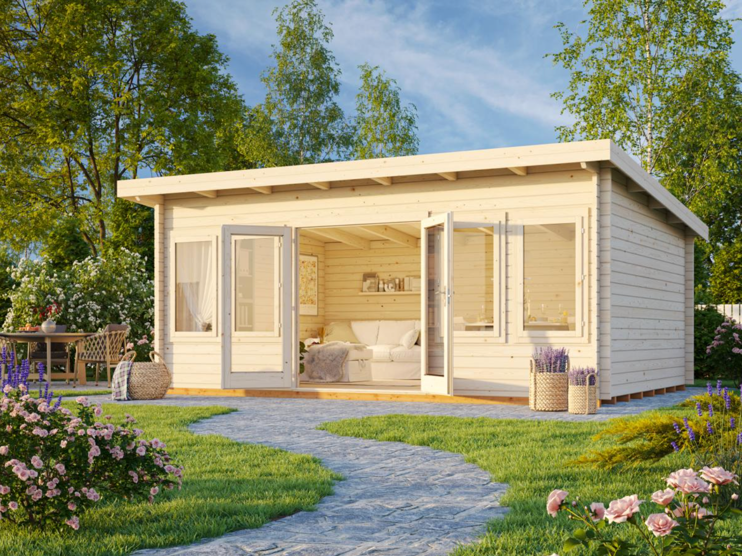 Palmako | Lisa L (18'1" x 13'1" | 209 sq.ft. | 1.7") Spacious Pent Summer House with Double Doors