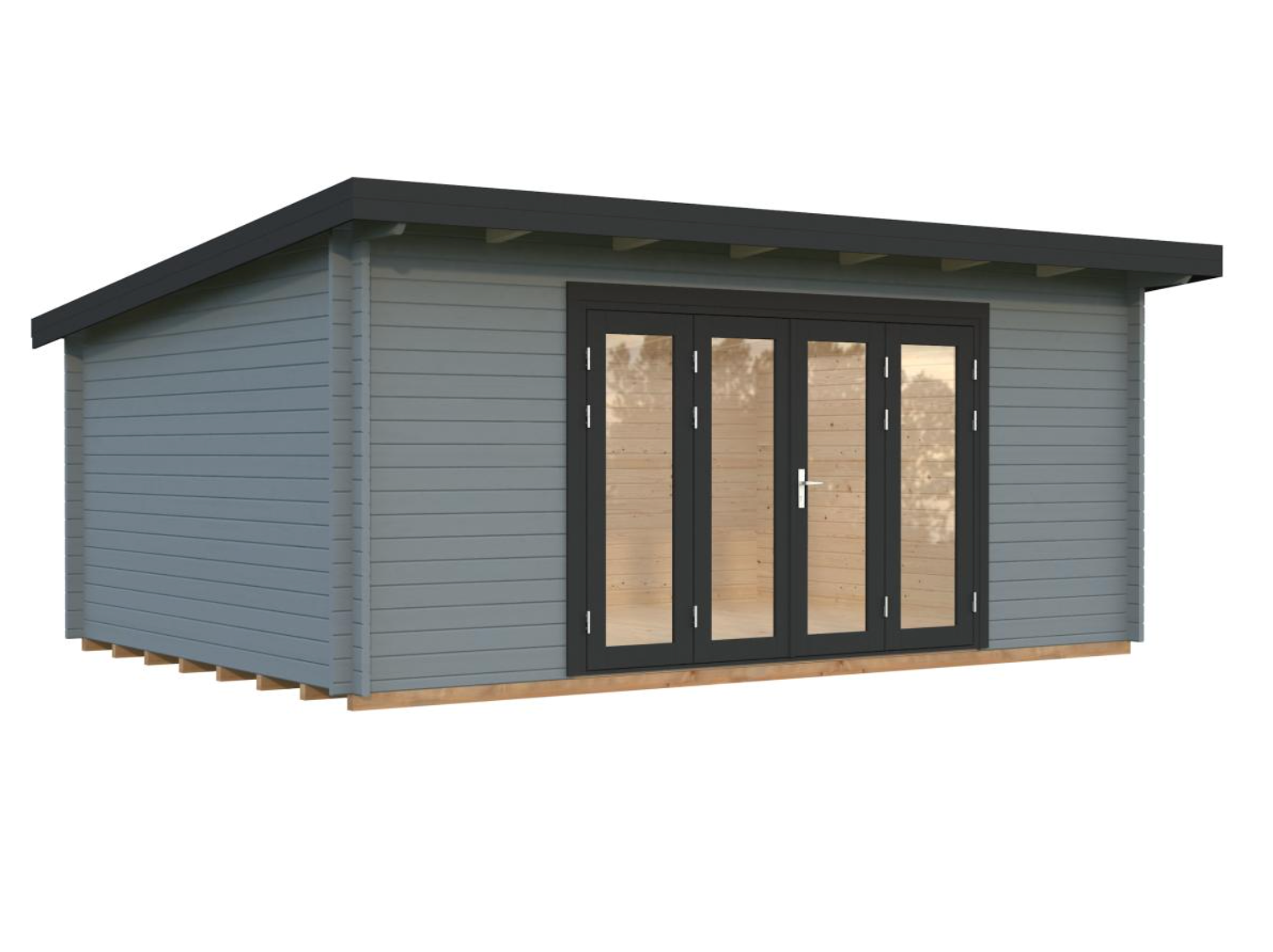 Palmako | Lea L (18'1" x 13'1" | 209 sq.ft. | 1.7") Pent Roof Cabin with Bi-Fold Doors
