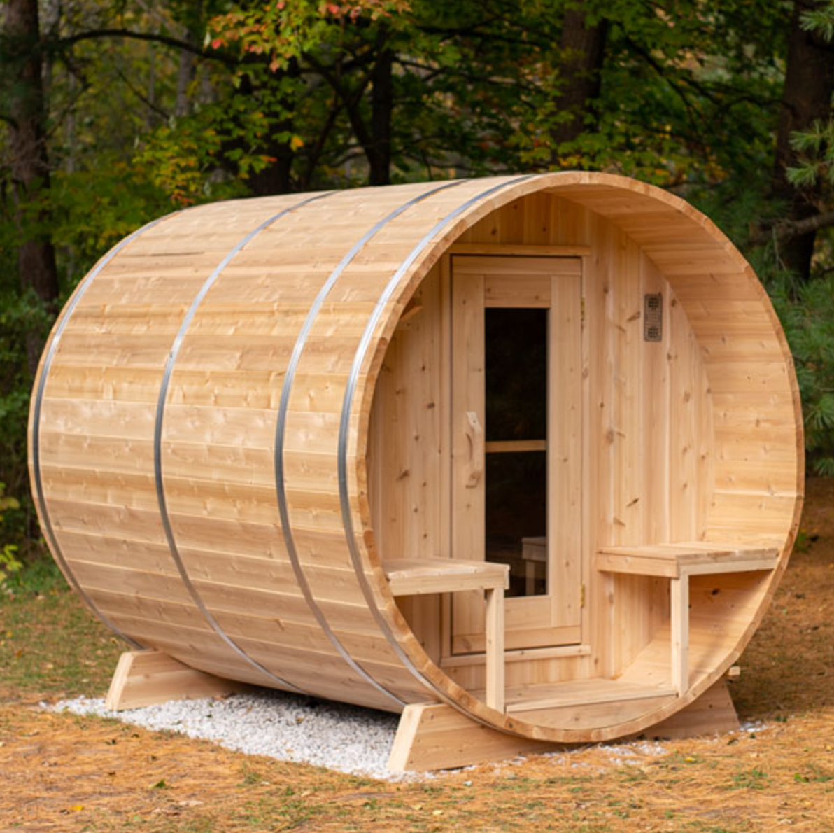 Dundalk Leisurecraft | Serenity Electric Canadian Timber 3-4 Person Barrel Sauna