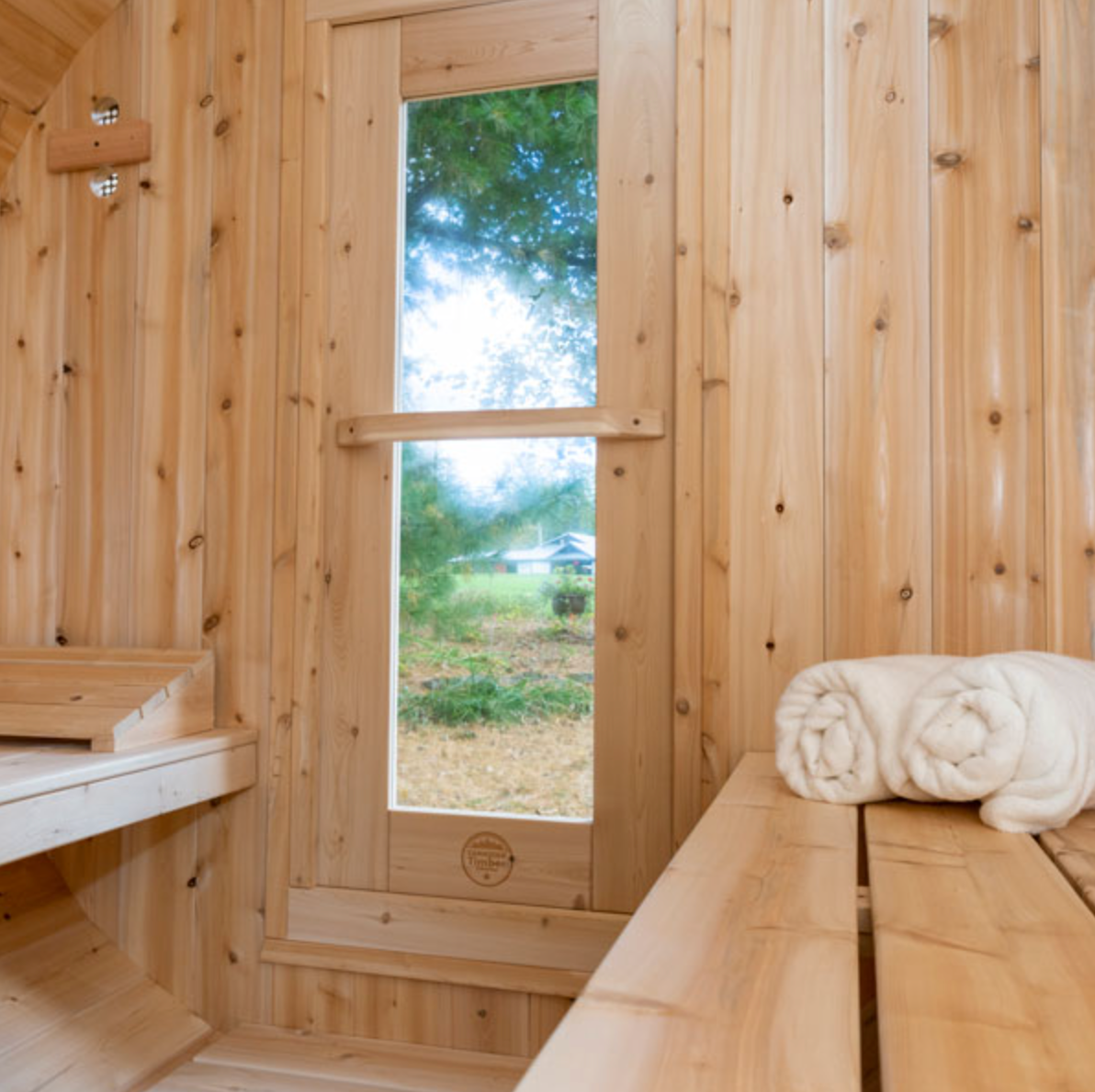 Dundalk Leisurecraft | Serenity Electric Canadian Timber 3-4 Person Barrel Sauna
