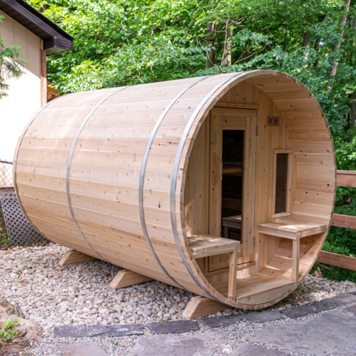 Dundalk Leisurecraft | Tranquility Electric Canadian Timber 4-5 Person Barrel Sauna