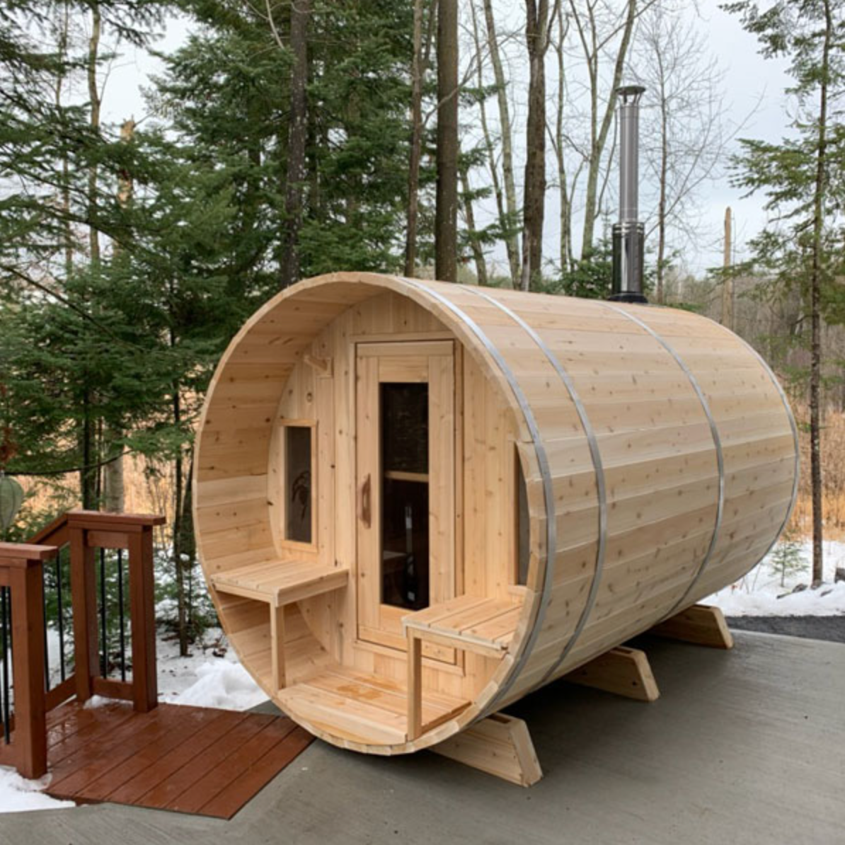 Dundalk Leisurecraft | Tranquility Wood Burning Canadian Timber 4-5 Person Barrel Sauna