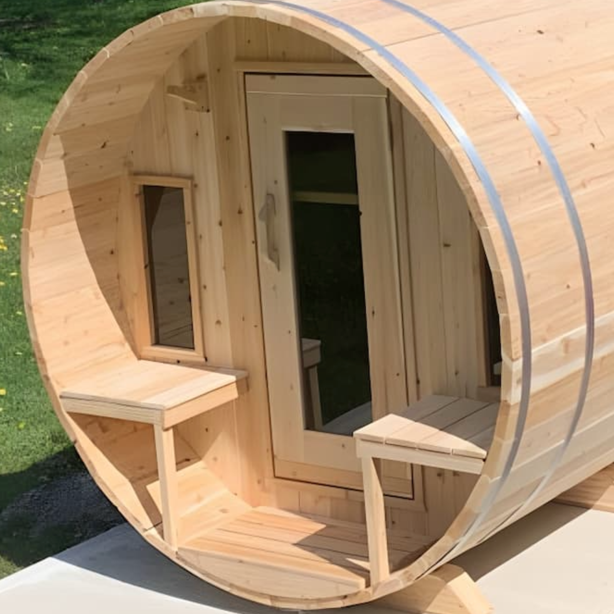 Dundalk Leisurecraft | Tranquility Wood Burning Canadian Timber 4-5 Person Barrel Sauna