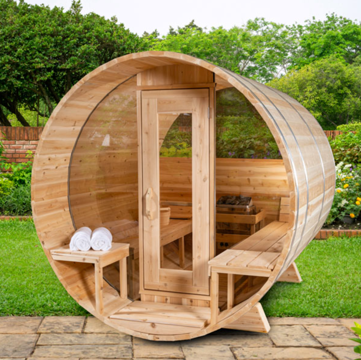 Dundalk Leisurecraft | MP Serenity Wood Burning Canadian Timber 3-4 Person Barrel Sauna
