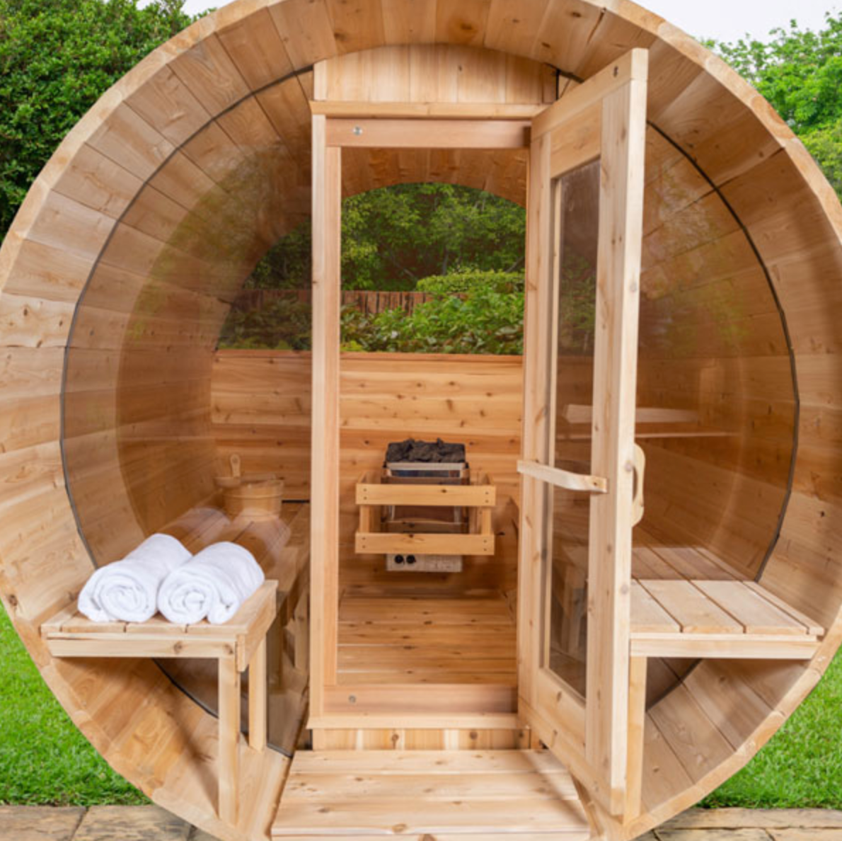 Dundalk Leisurecraft | MP Serenity Wood Burning Canadian Timber 3-4 Person Barrel Sauna