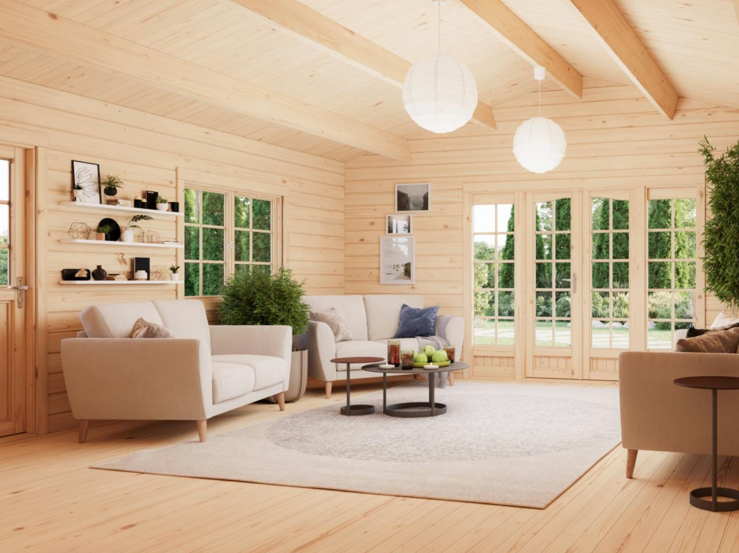 Palmako | Irene XXL (18'4" x 18'4" | 298 sq.ft. | 2.8") Log Cabin Summer House