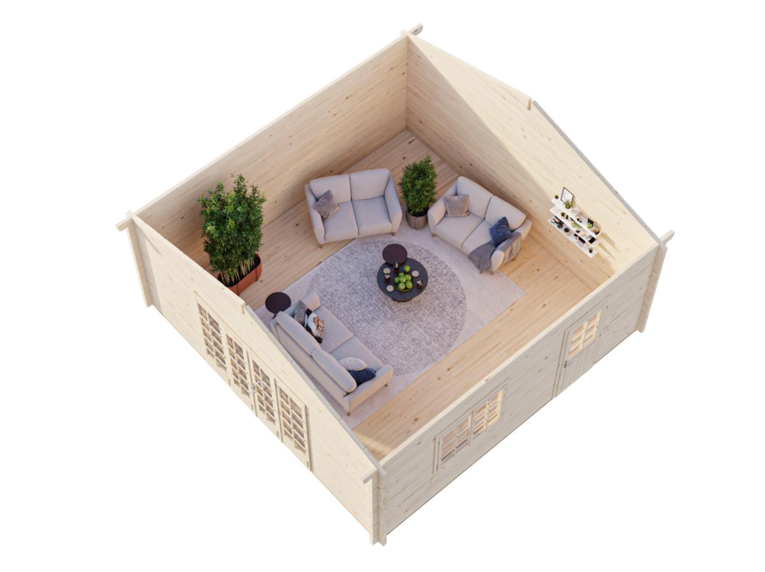 Palmako | Irene XXL (18'4" x 18'4" | 298 sq.ft. | 2.8") Log Cabin Summer House