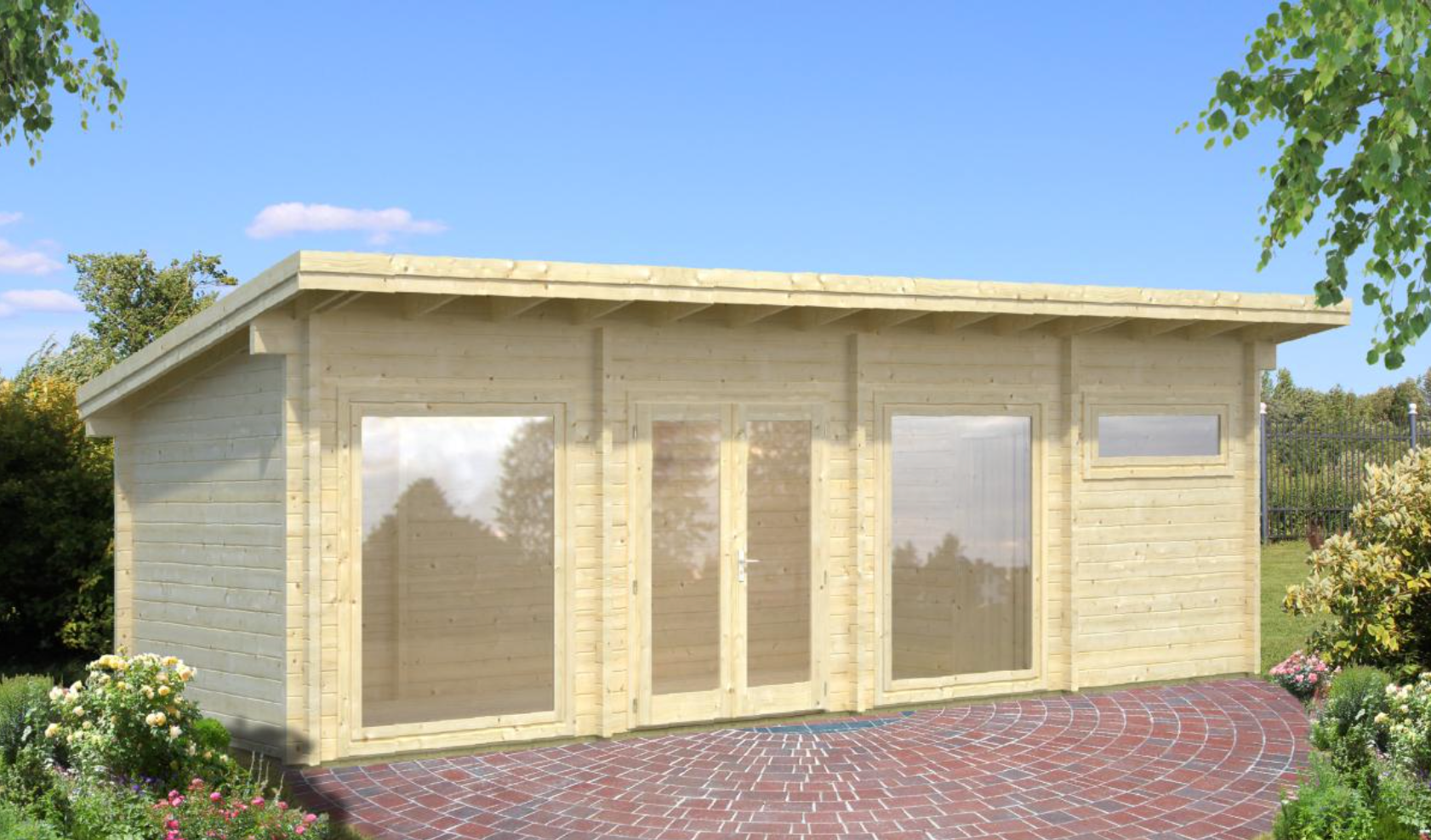 Palmako | Heidi XL (27'7" x 10'6" | 245 sq.ft. | 2.8") Large 2-Room Log Garden House