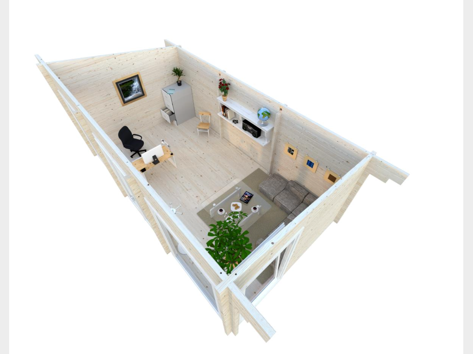 Palmako | Heidi M (21'0" x 11'10" | 212 sq.ft. | 2.8") Modern All-Season Log Garden House