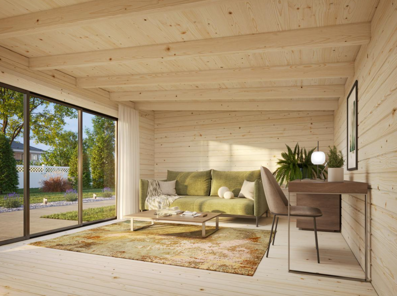 Palmako | Lea L (18'1" x 13'1" | 208.8 sq.ft. | 1.7") Pent Roof Cabin with Sliding Doors