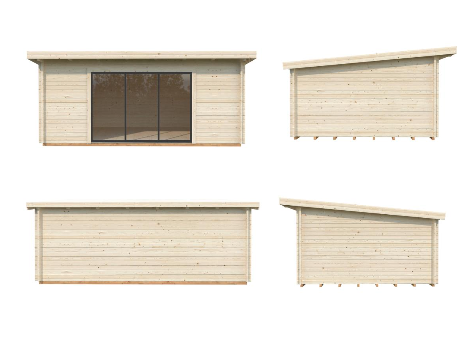 Palmako | Lea L (18'1" x 13'1" | 208.8 sq.ft. | 1.7") Pent Roof Cabin with Sliding Doors
