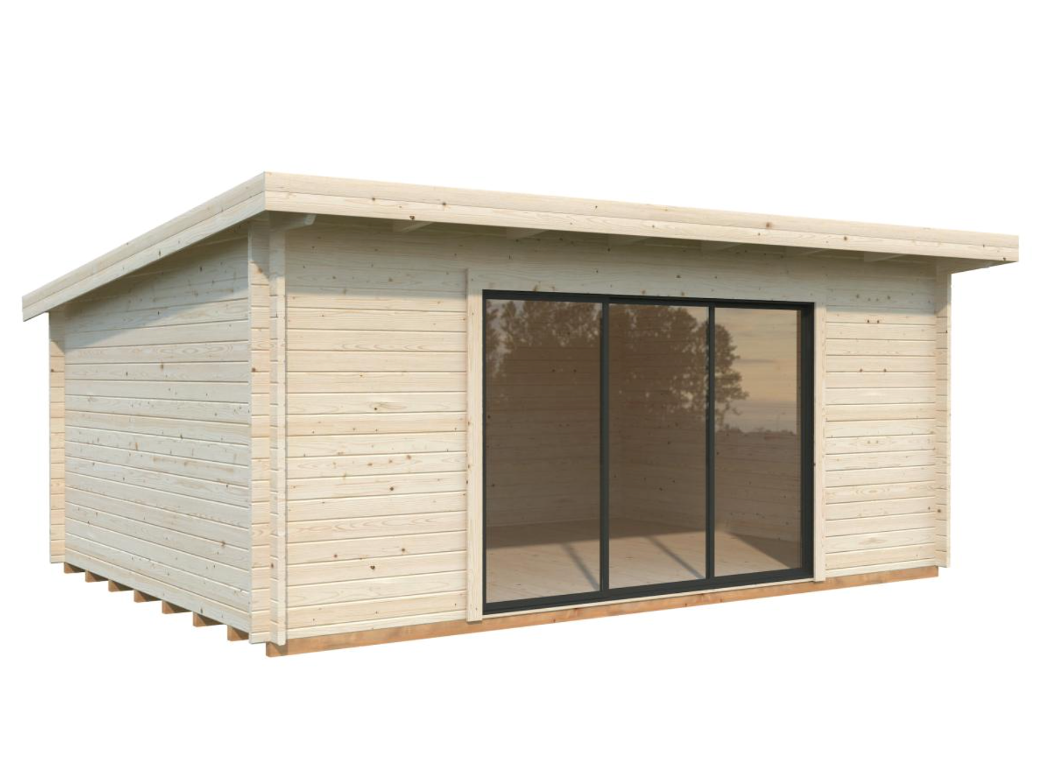 Palmako | Lea L (18'1" x 13'1" | 208.8 sq.ft. | 1.7") Pent Roof Cabin with Sliding Doors