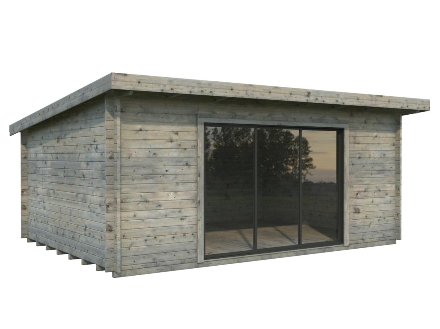 Palmako | Lea L (18'1" x 13'1" | 208.8 sq.ft. | 1.7") Pent Roof Cabin with Sliding Doors