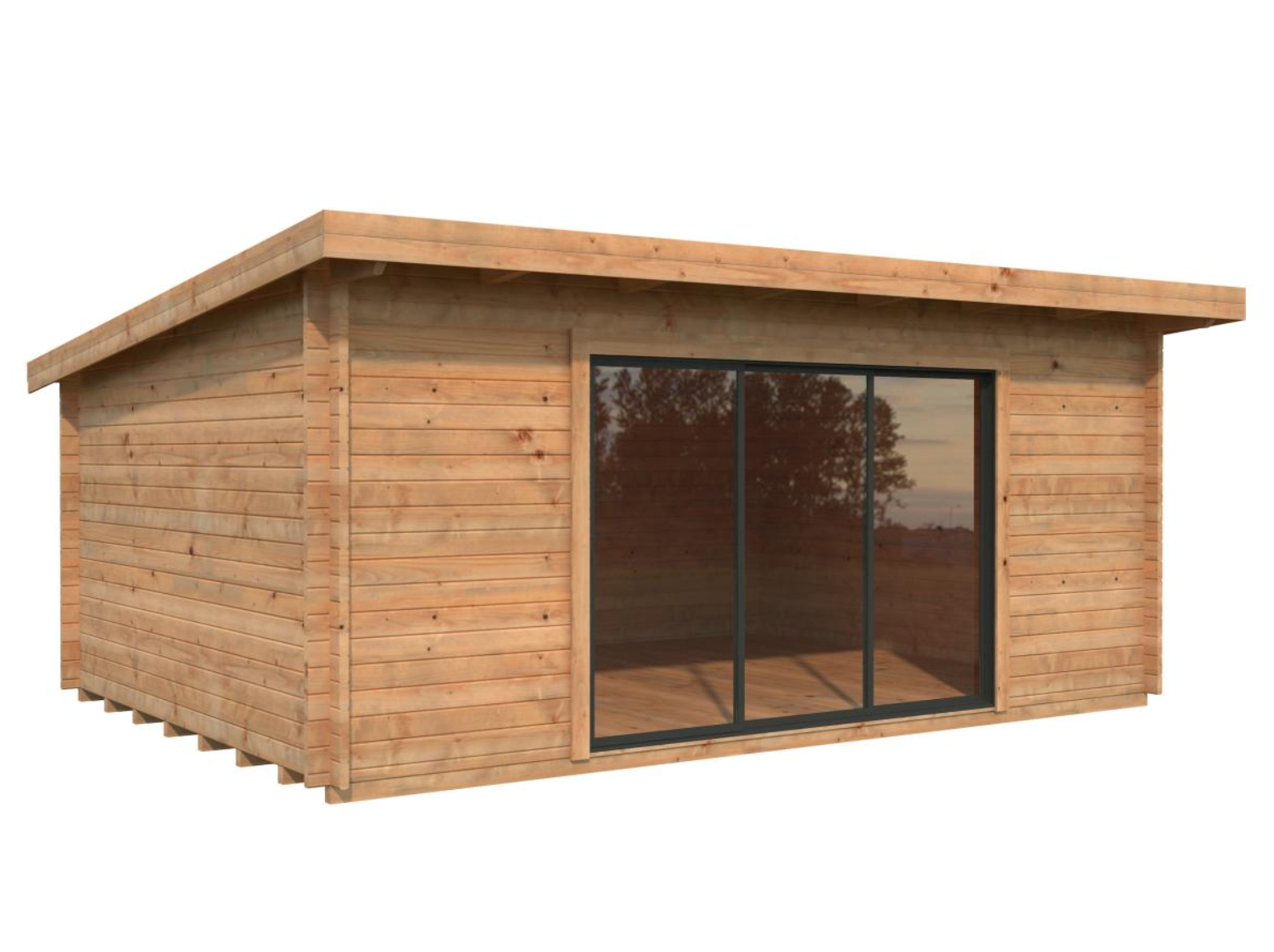 Palmako | Lea L (18'1" x 13'1" | 208.8 sq.ft. | 1.7") Pent Roof Cabin with Sliding Doors