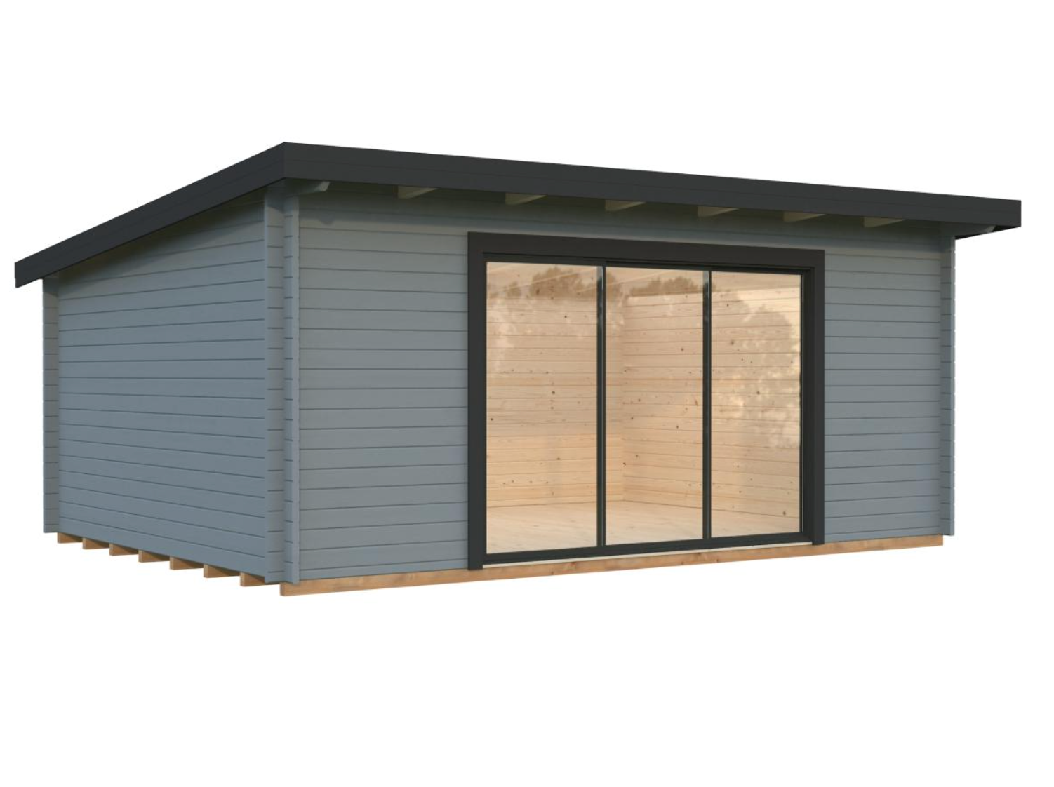 Palmako | Lea L (18'1" x 13'1" | 208.8 sq.ft. | 1.7") Pent Roof Cabin with Sliding Doors