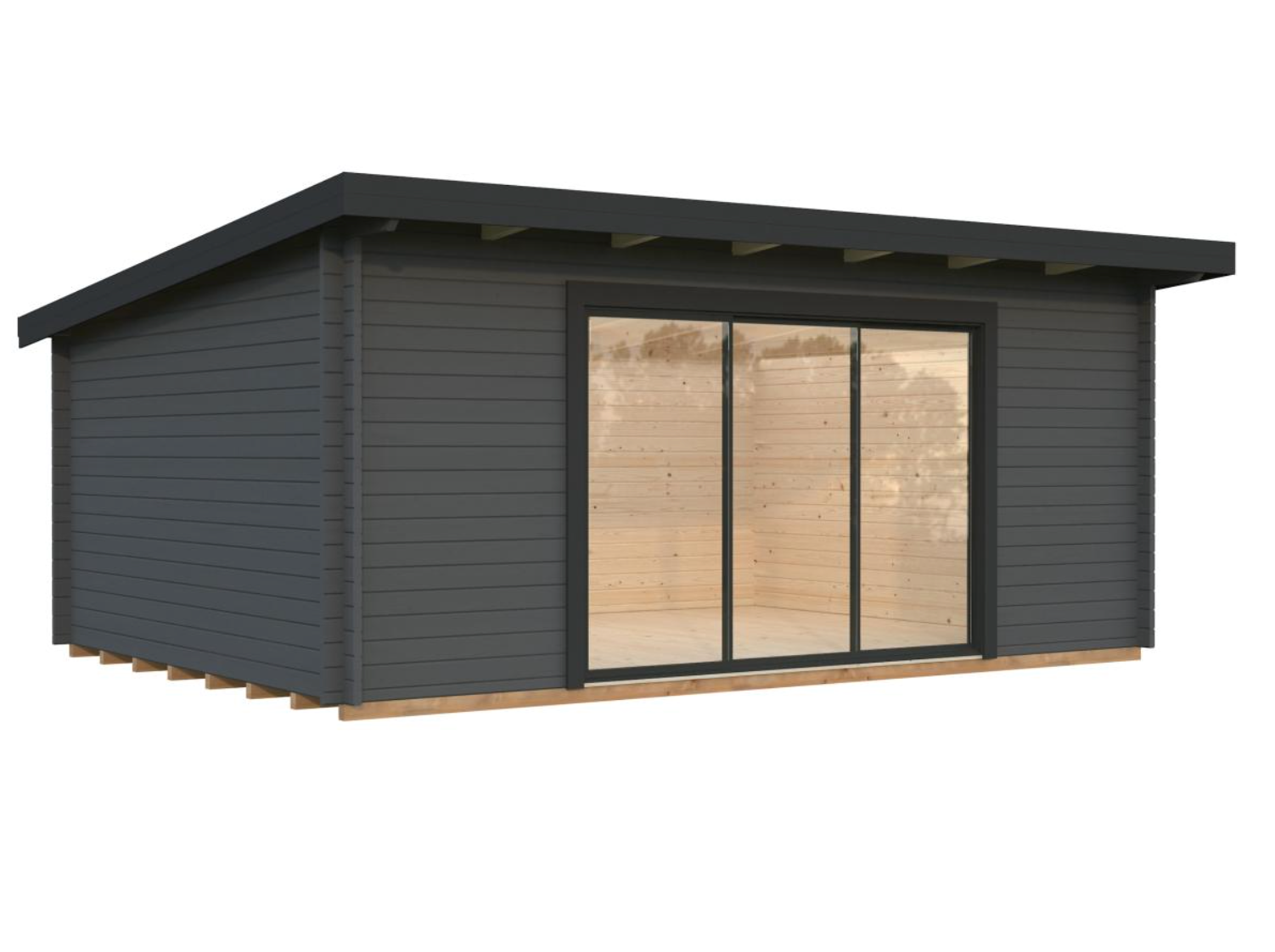 Palmako | Lea L (18'1" x 13'1" | 208.8 sq.ft. | 1.7") Pent Roof Cabin with Sliding Doors