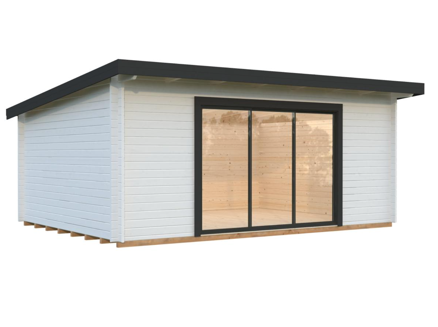 Palmako | Lea L (18'1" x 13'1" | 208.8 sq.ft. | 1.7") Pent Roof Cabin with Sliding Doors