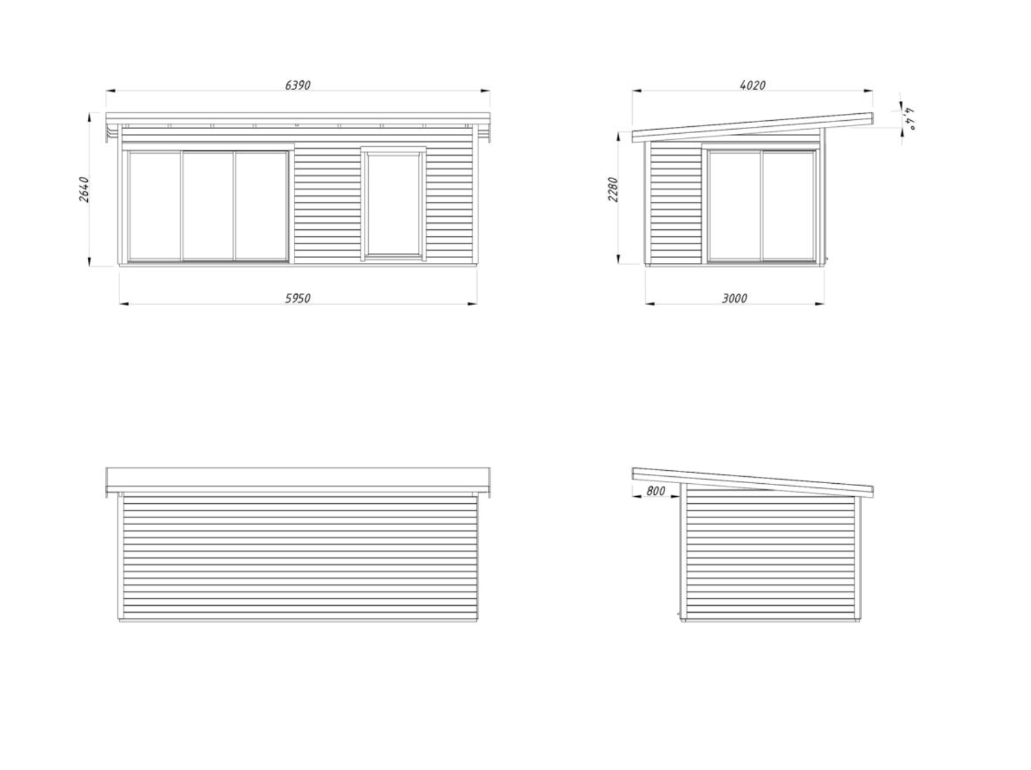 Palmako | Andrea M (19'6" x 9'10" | 184 sq.ft. | 1.7") Cabin with Sliding Doors