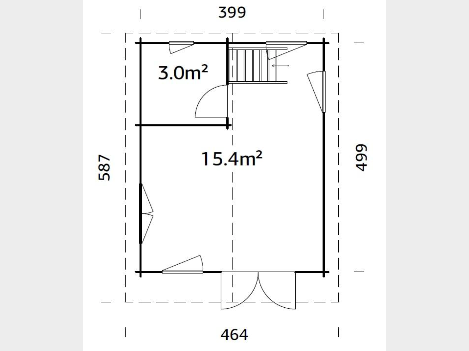 Palmako | Kendra (13'9" x 17'0" | 198.1 sq.ft. | 2.8") Log House with Loft Space