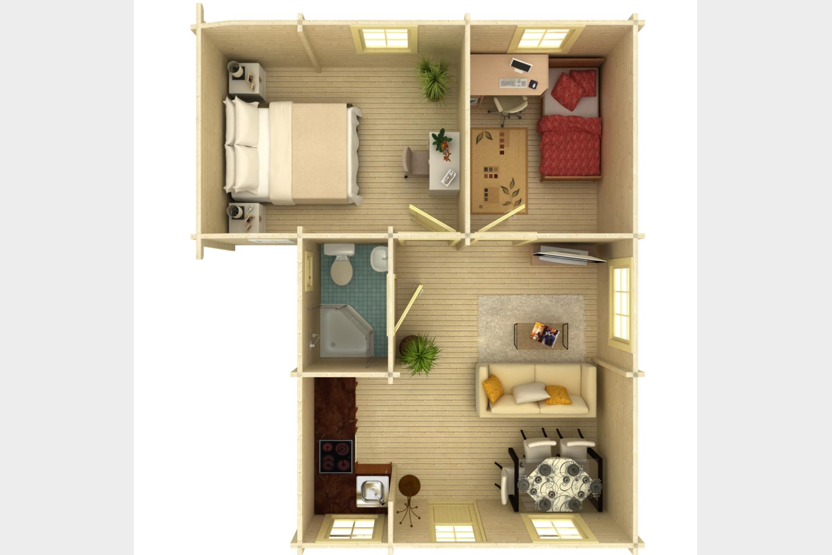 Palmako | Emily (21'8" x 25'7" | 421.9 sq.ft. | 2.8") Traditional Timber Holiday House