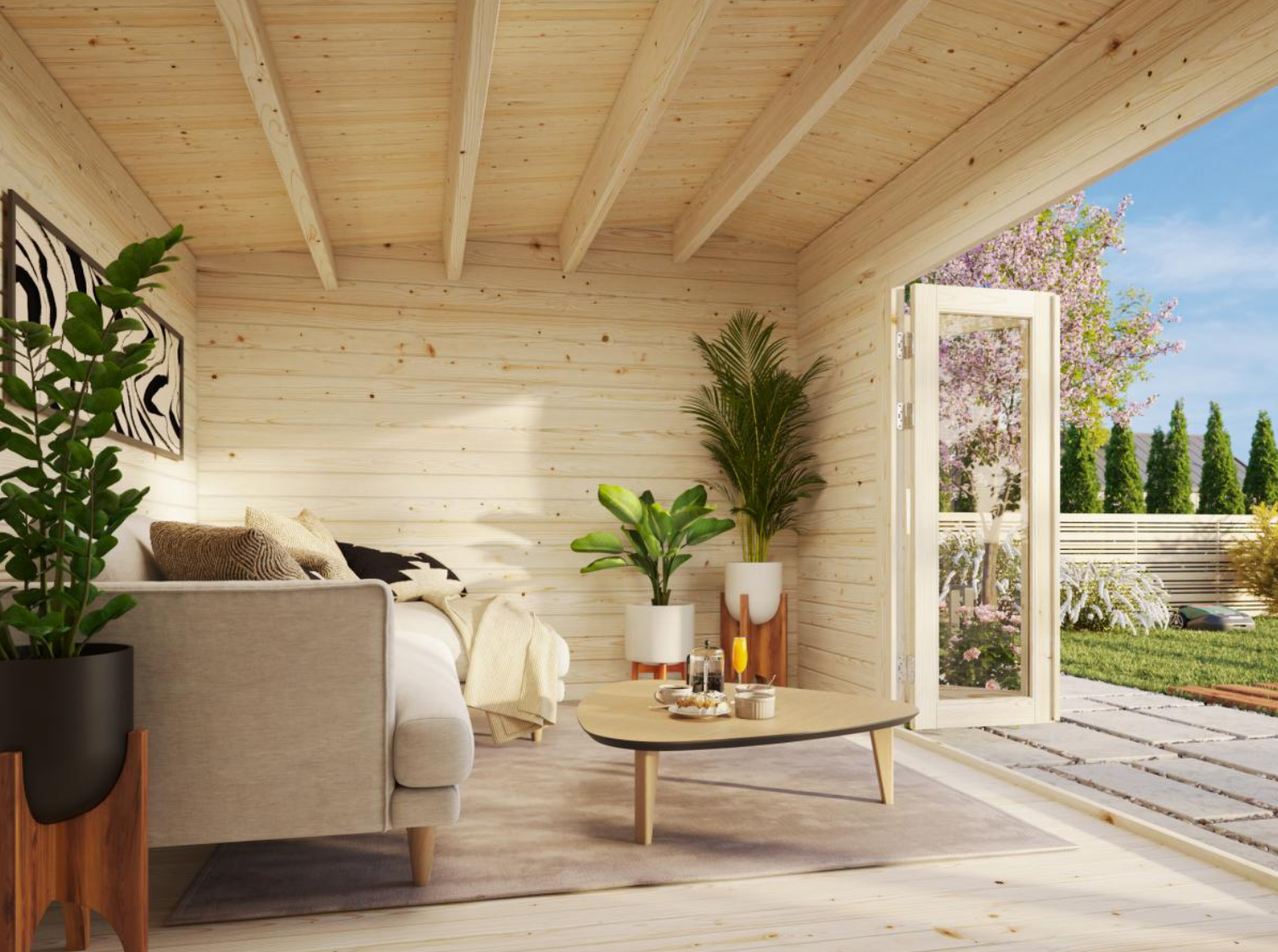 Palmako | Ines L (16'5" x 10'6" | 147.5 sq.ft. | 1.7") Roomy Garden Office with Bi-Fold Doors