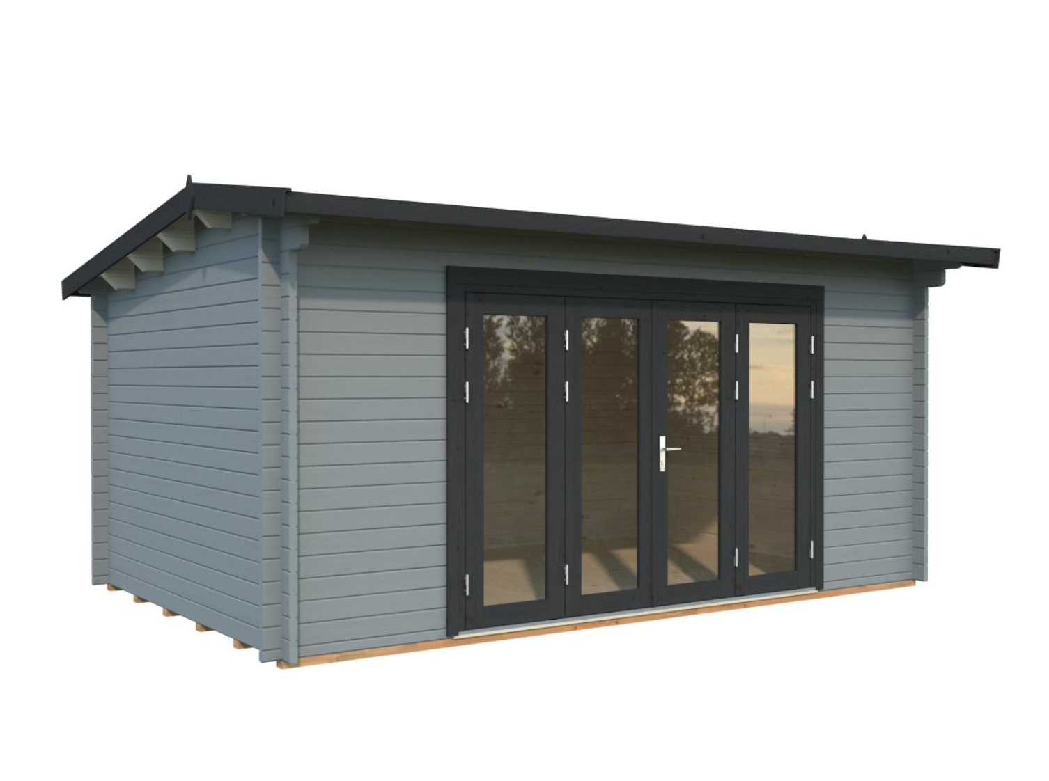 Palmako | Ines L (16'5" x 10'6" | 147.5 sq.ft. | 1.7") Roomy Garden Office with Bi-Fold Doors