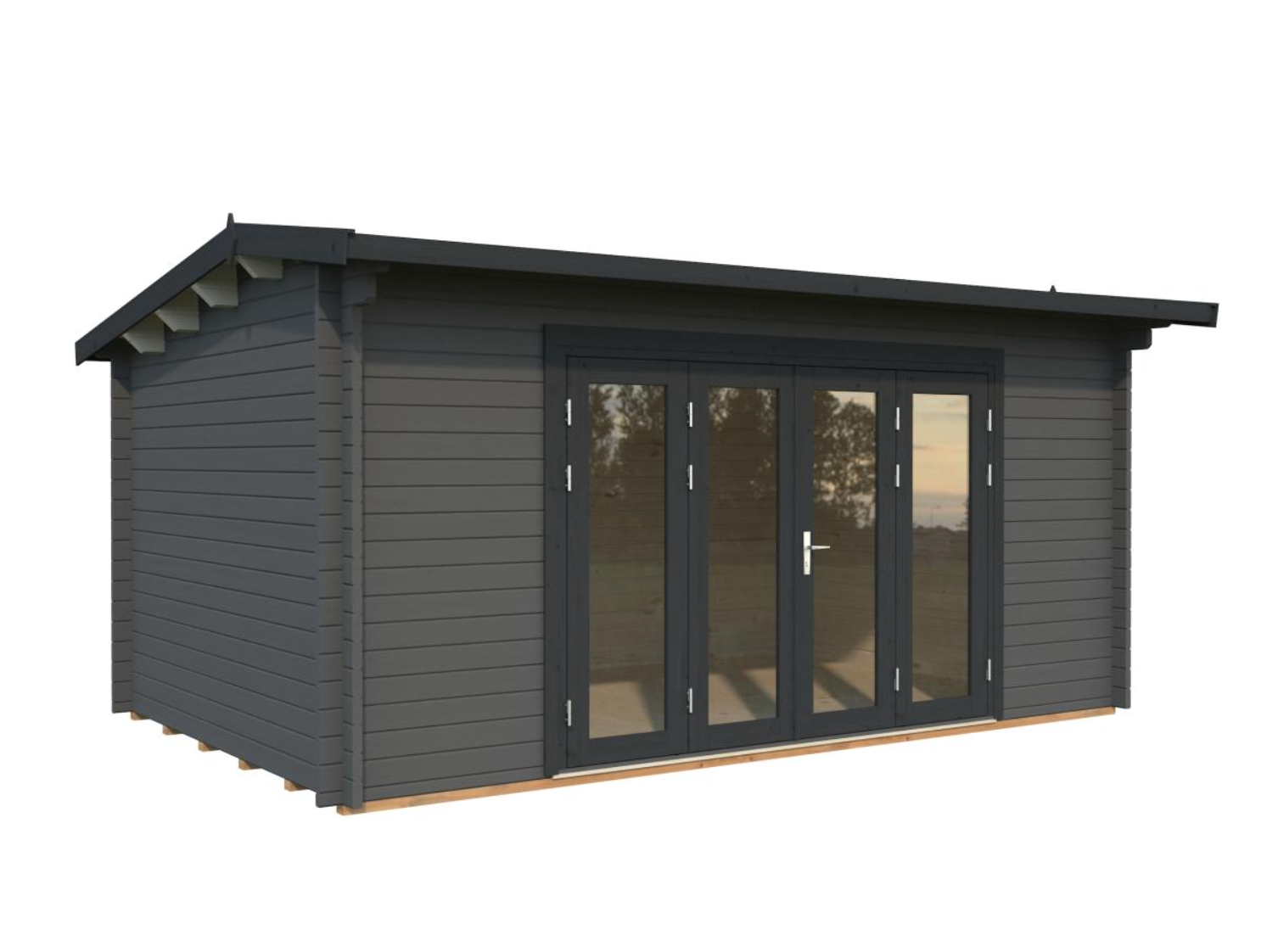 Palmako | Ines L (16'5" x 10'6" | 147.5 sq.ft. | 1.7") Roomy Garden Office with Bi-Fold Doors