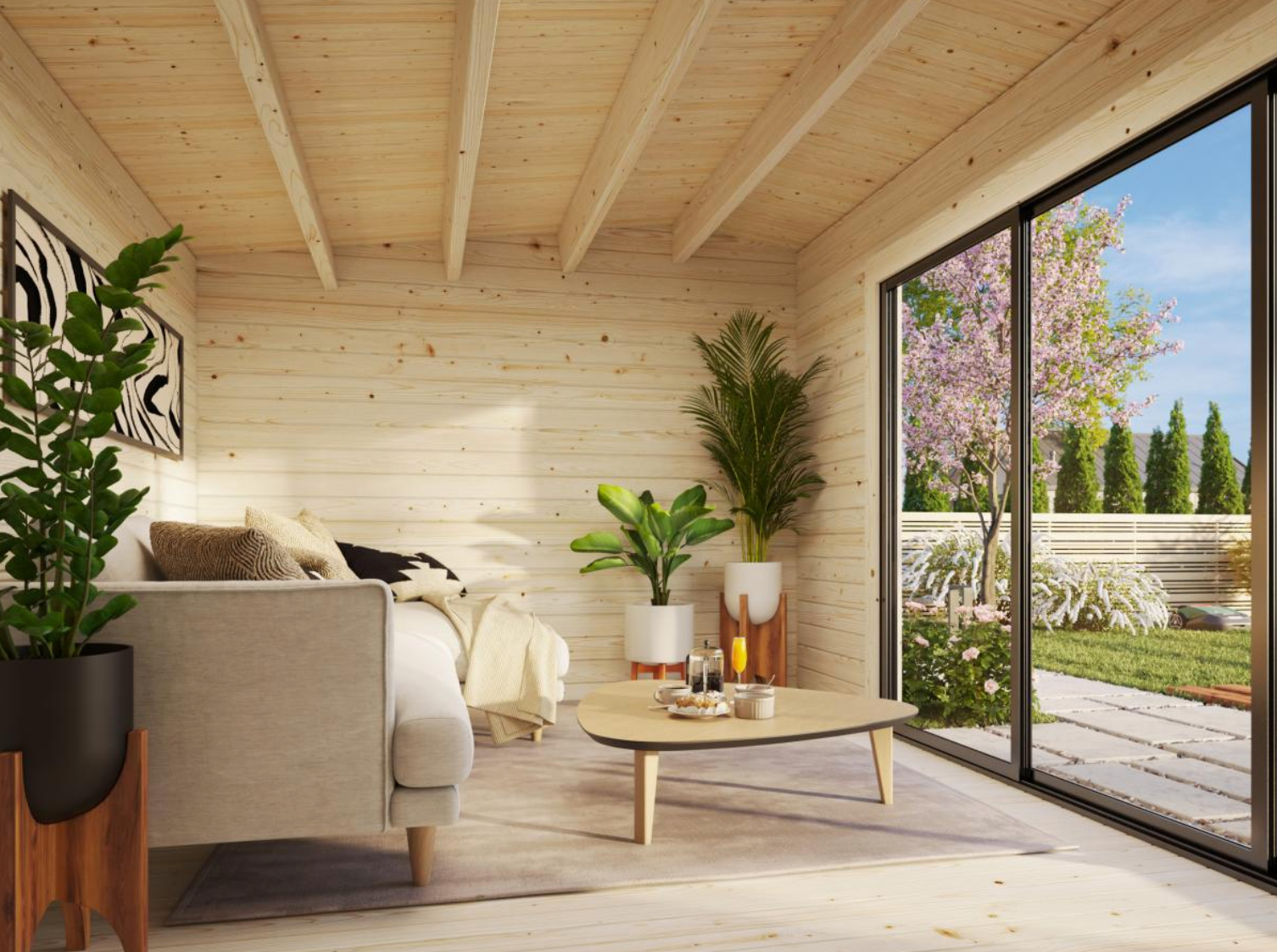 Palmako | Ines L (16'5" x 10'6" | 147.5 sq.ft. | 1.7") Spacious Garden Office with Sliding Doors