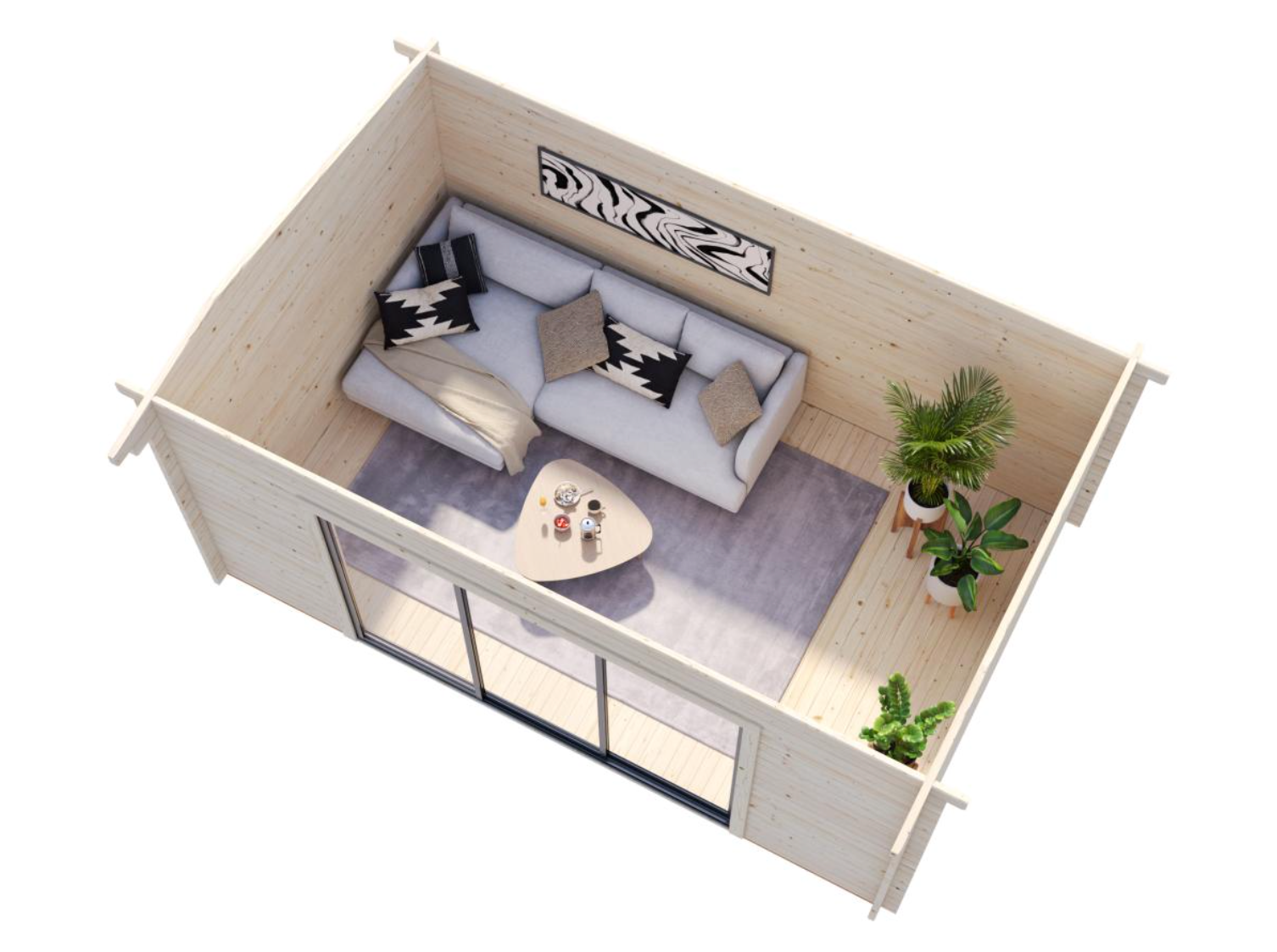 Palmako | Ines L (16'5" x 10'6" | 147.5 sq.ft. | 1.7") Spacious Garden Office with Sliding Doors