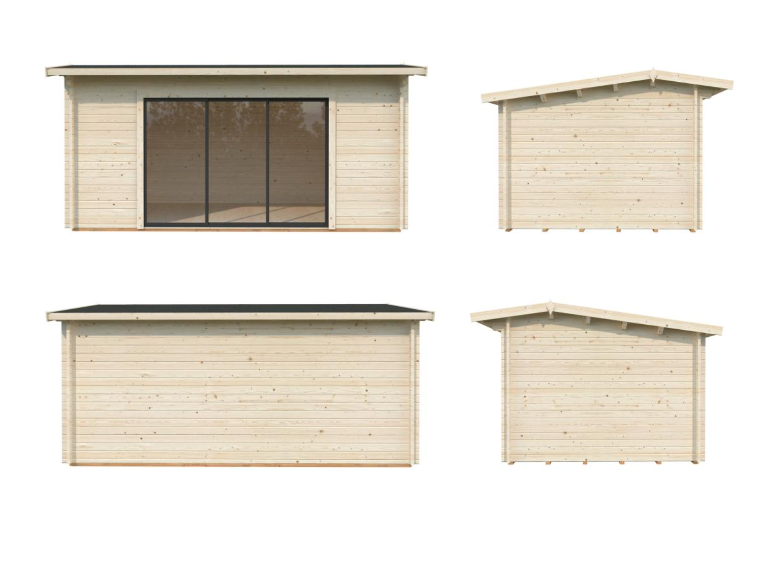 Palmako | Ines L (16'5" x 10'6" | 147.5 sq.ft. | 1.7") Spacious Garden Office with Sliding Doors