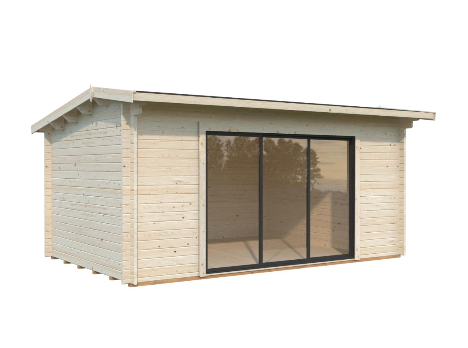 Palmako | Ines L (16'5" x 10'6" | 147.5 sq.ft. | 1.7") Spacious Garden Office with Sliding Doors