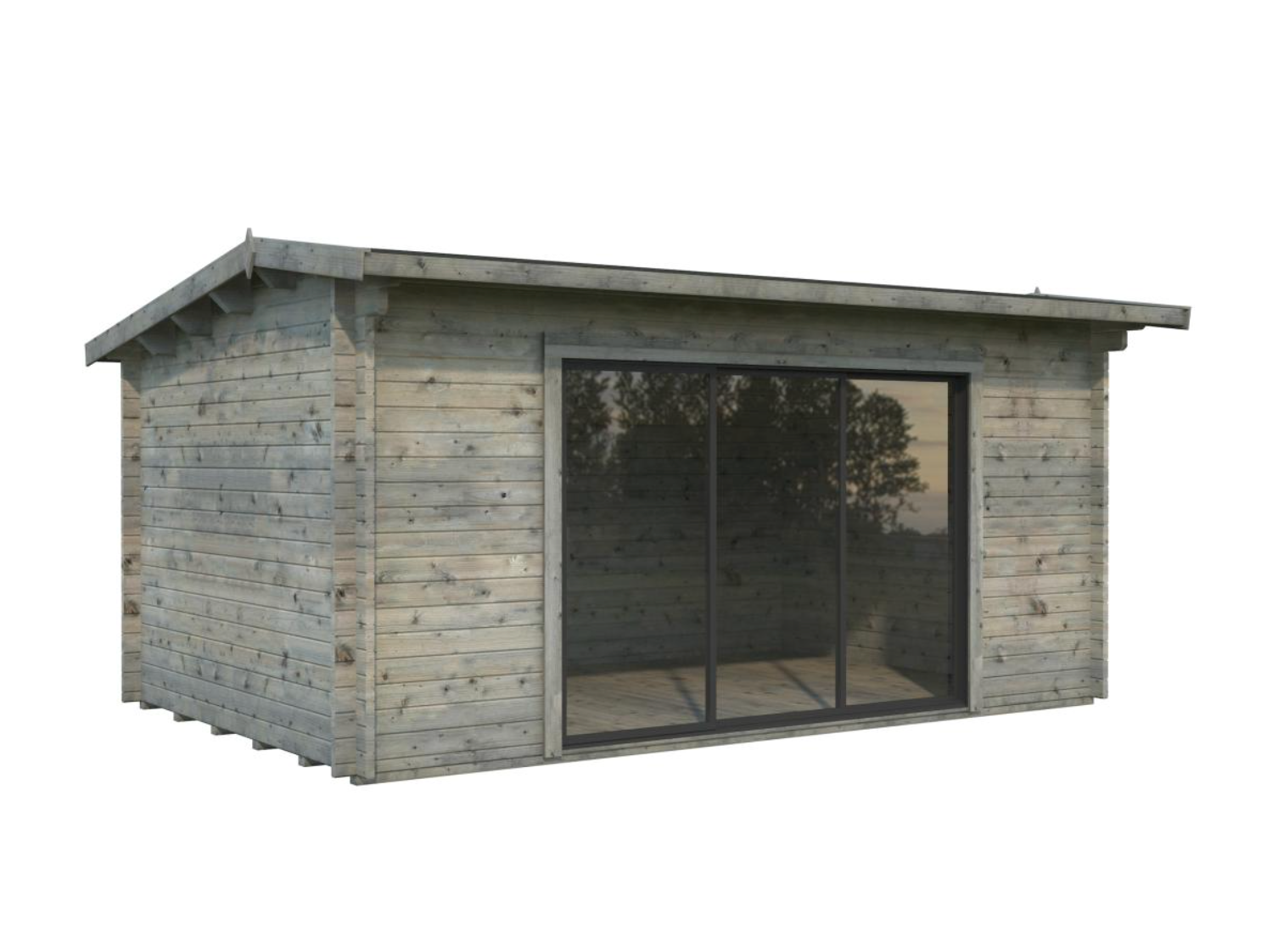 Palmako | Ines L (16'5" x 10'6" | 147.5 sq.ft. | 1.7") Spacious Garden Office with Sliding Doors