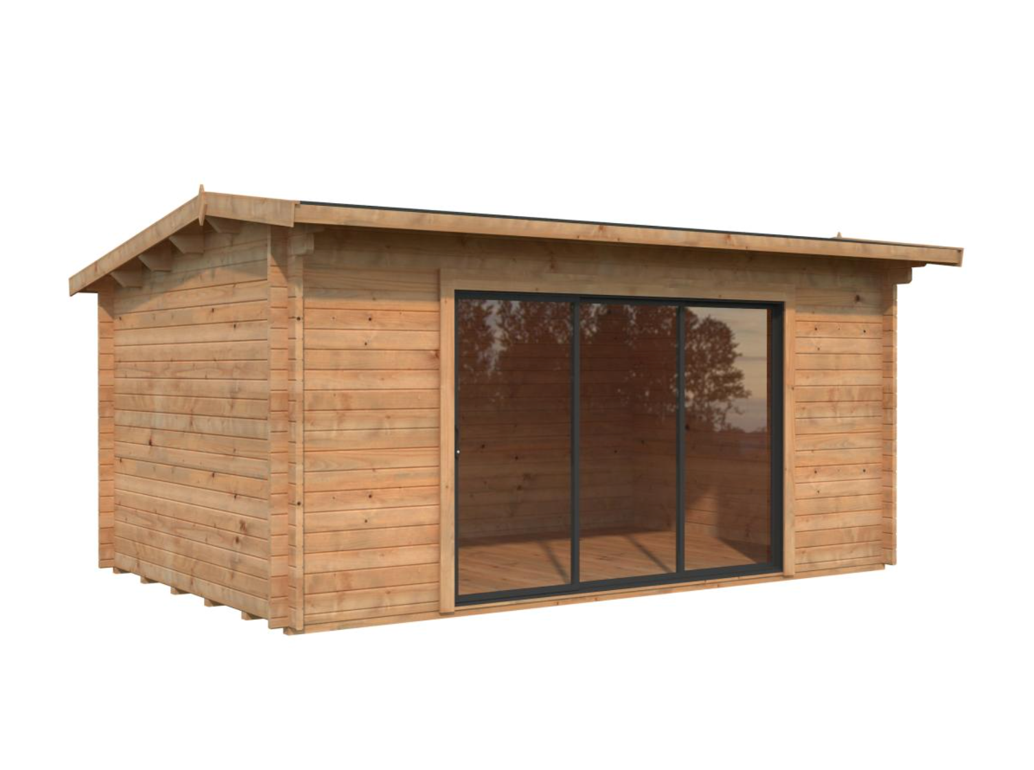 Palmako | Ines L (16'5" x 10'6" | 147.5 sq.ft. | 1.7") Spacious Garden Office with Sliding Doors
