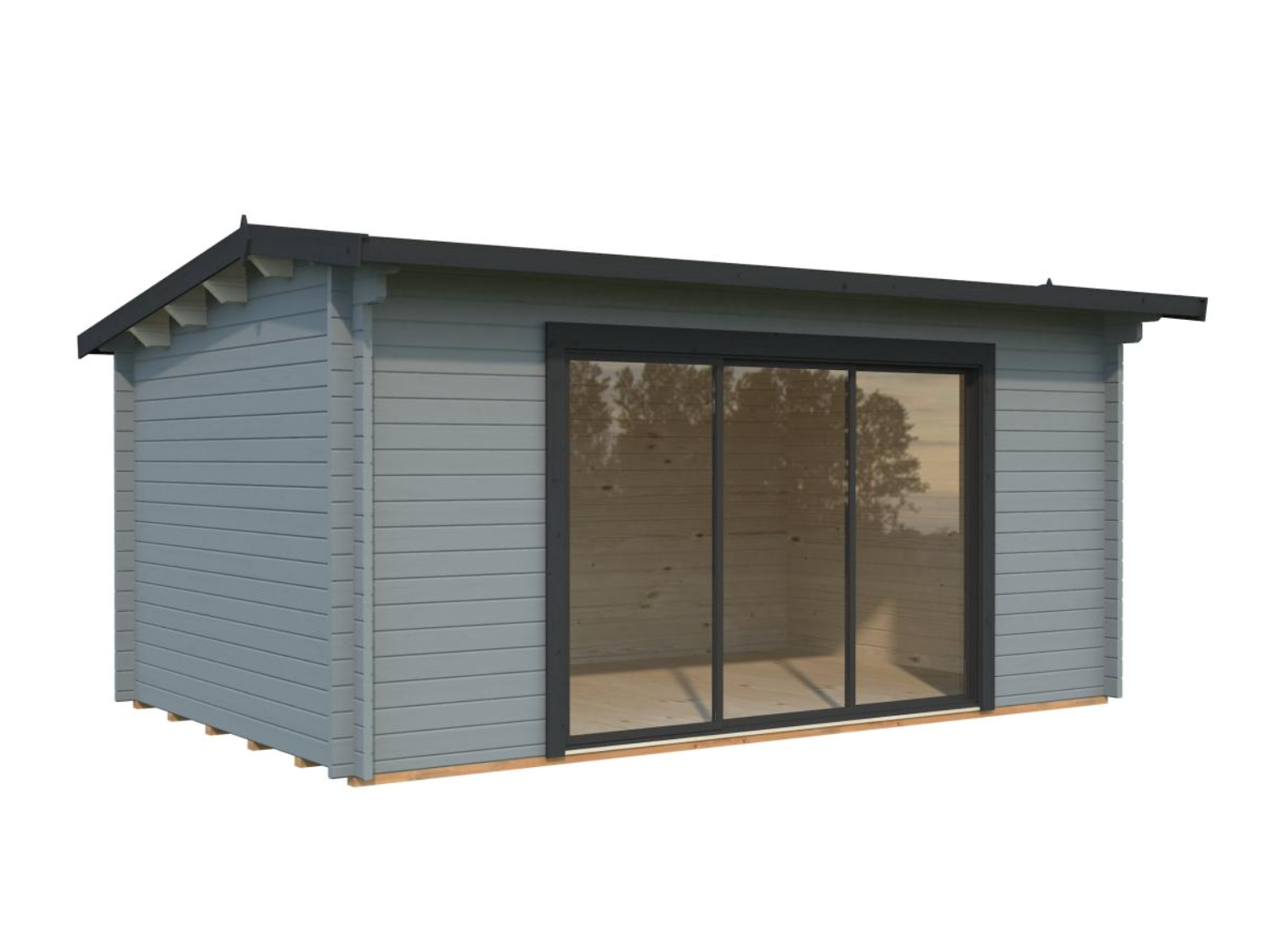 Palmako | Ines L (16'5" x 10'6" | 147.5 sq.ft. | 1.7") Spacious Garden Office with Sliding Doors