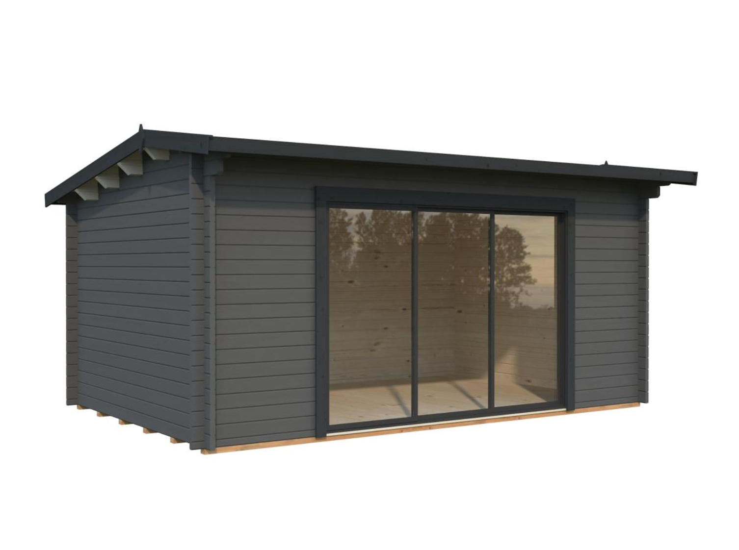 Palmako | Ines L (16'5" x 10'6" | 147.5 sq.ft. | 1.7") Spacious Garden Office with Sliding Doors