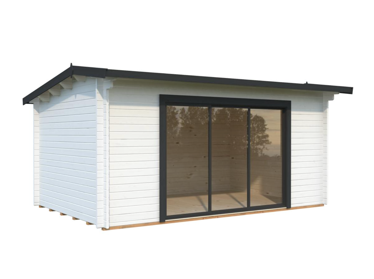 Palmako | Ines L (16'5" x 10'6" | 147.5 sq.ft. | 1.7") Spacious Garden Office with Sliding Doors