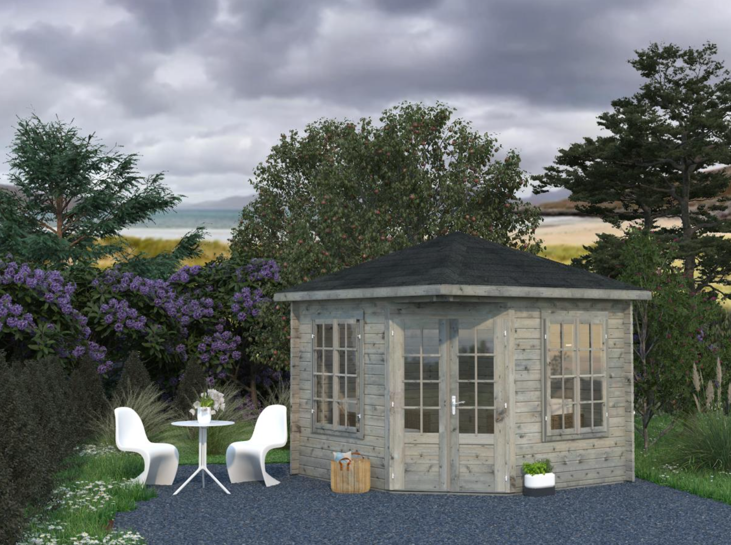 Palmako | Melanie XS (9′2″ × 9′2″ | 74.3 sq.ft. | 1.7″) Heavy Duty Corner Summer House