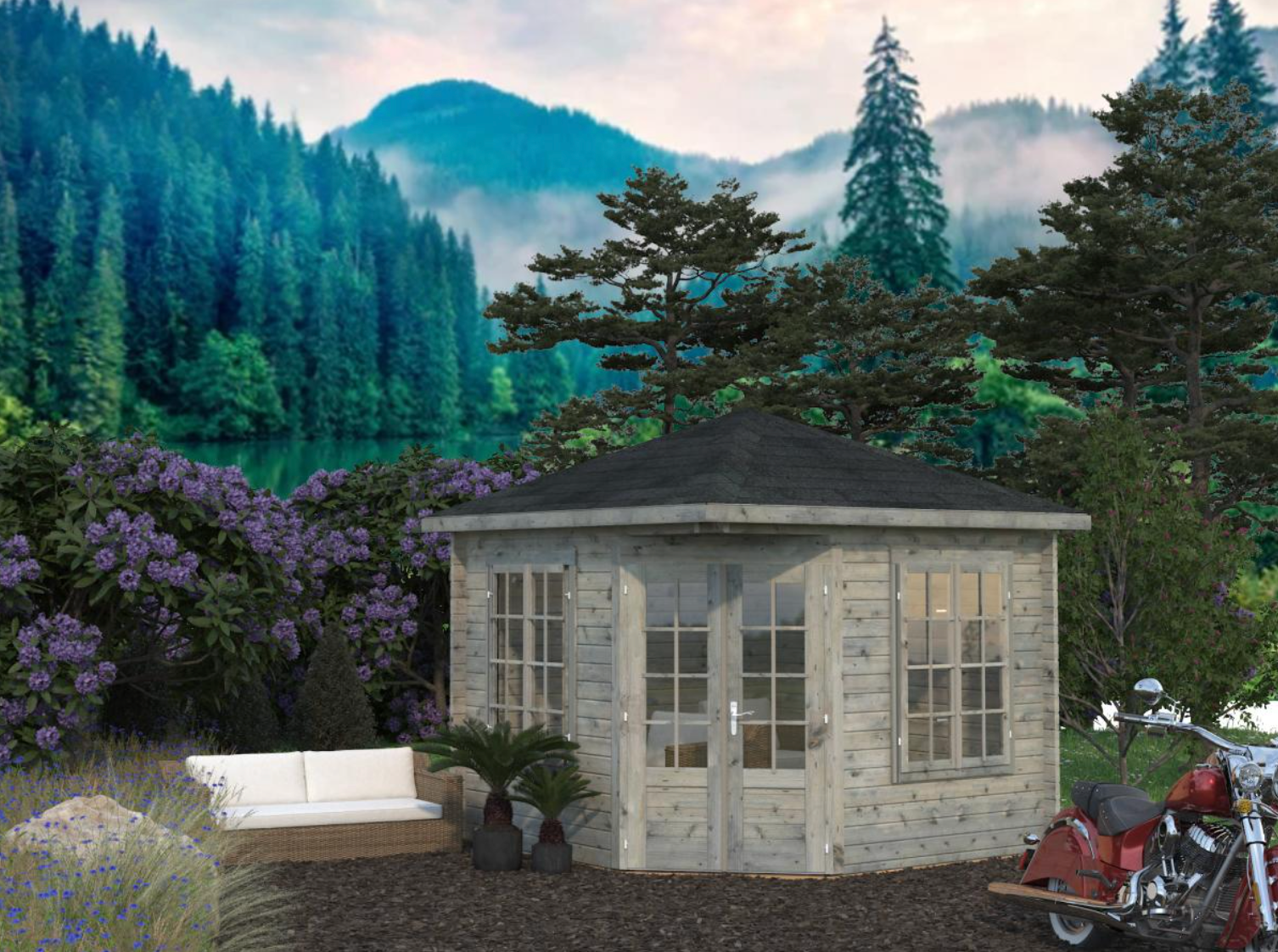 Palmako | Melanie M (10′10″ × 10′10″ | 106.6 sq.ft. | 1.7″) Heavy Duty Corner Summer House