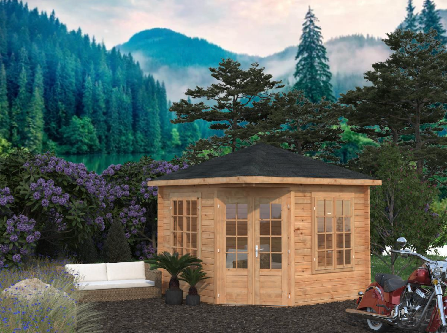Palmako | Melanie M (10′10″ × 10′10″ | 106.6 sq.ft. | 1.7″) Heavy Duty Corner Summer House