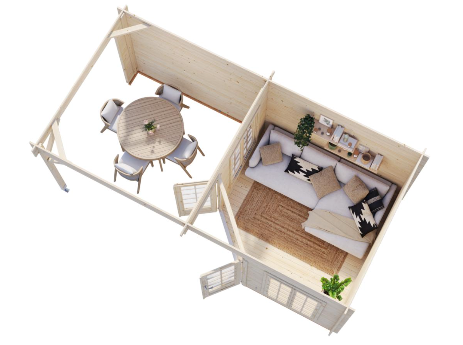 Palmako | Melanie XXL (18′3″ × 9′2″ | 75.3 sq.ft. | 1.1″) Pavilion Summer House with Canopy