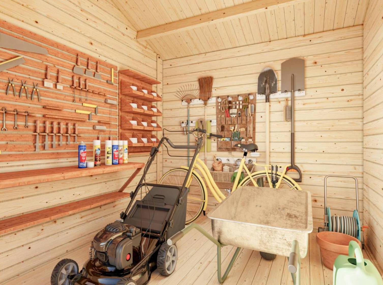 Palmako | Jari M (13′5″ × 8′6″ | 95.8 sq.ft. | 1.1″) Traditional Two Room Garden Log Shed