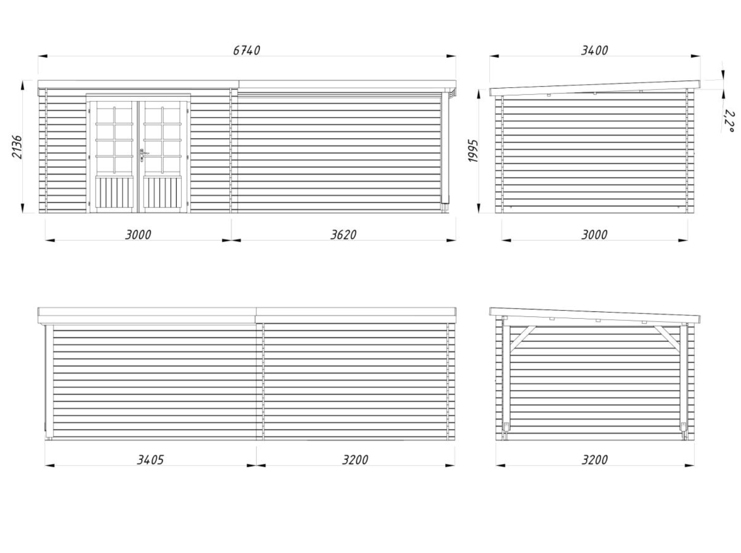 Palmako | Ella (22'0" x 10'6" | 201.3 sq.ft. | 1.1") Roof Summer House